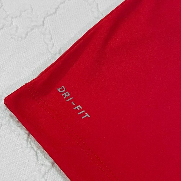 Nike Red Dri Fit T-Shirt with White Swoosh Boys Size 7 Large - Picture 3 of 3